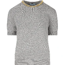 crystal-embellished knitted T-shirt