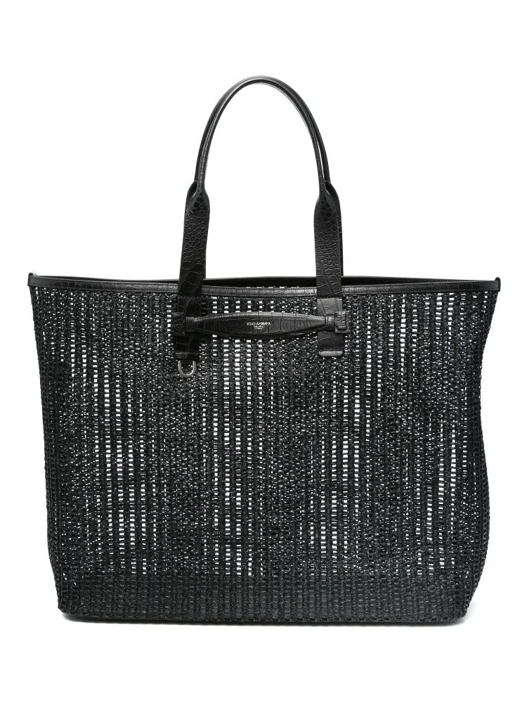 Adamo woven mesh and calfskin shopper tote bag