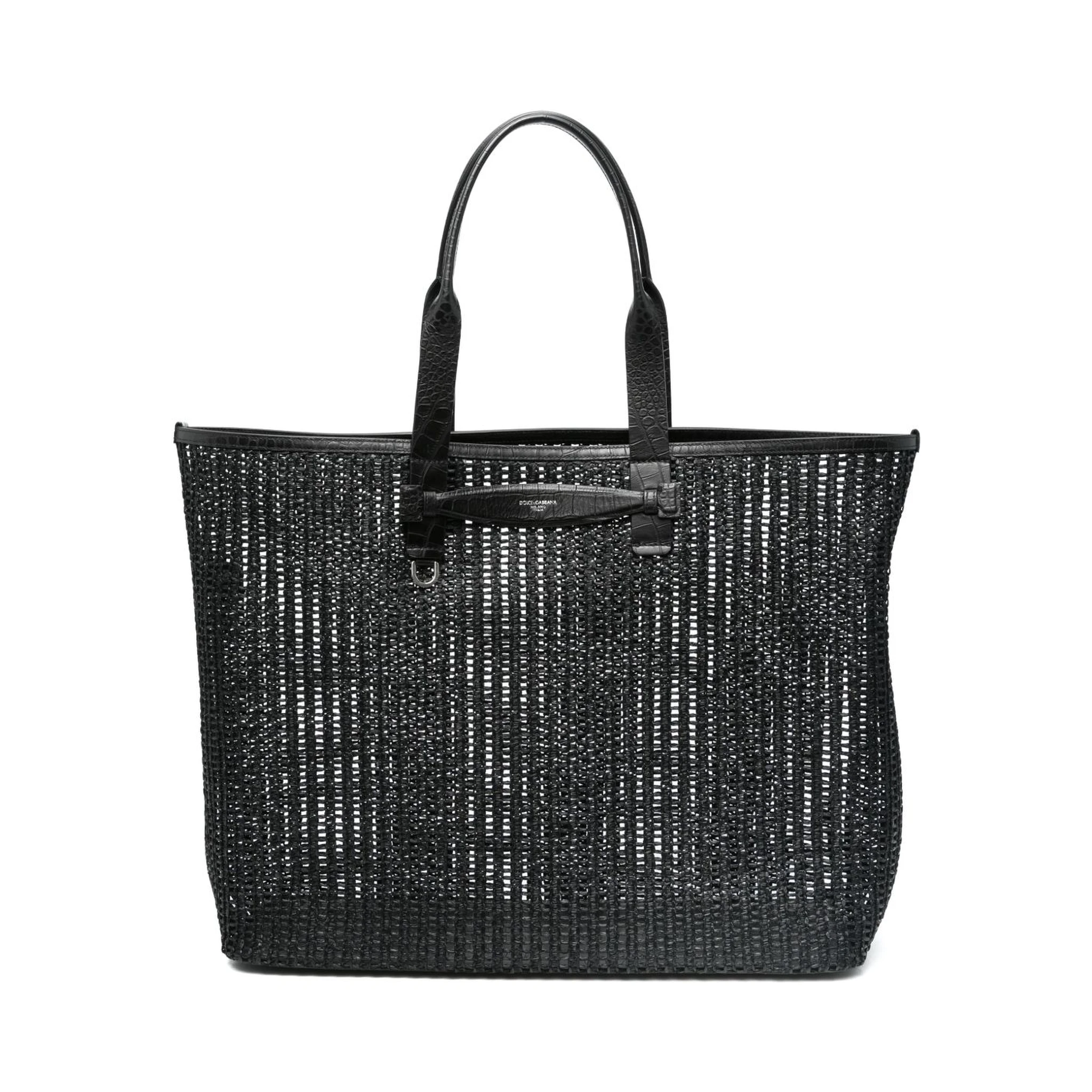 Adamo woven mesh and calfskin shopper tote bag