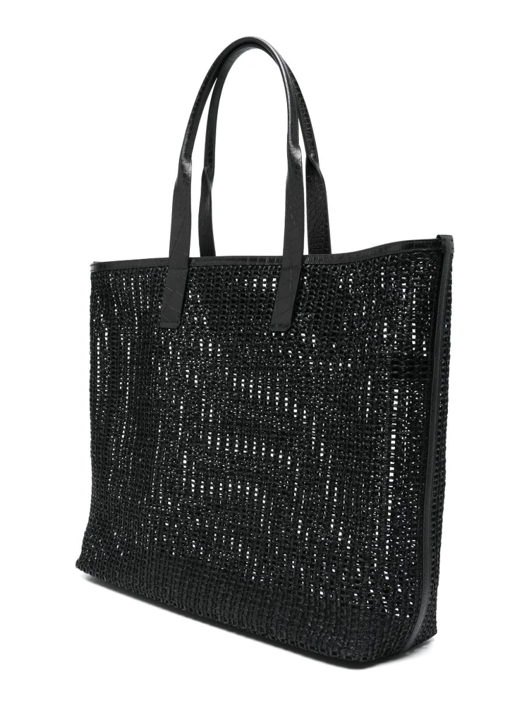 Adamo woven mesh and calfskin shopper tote bag alternative