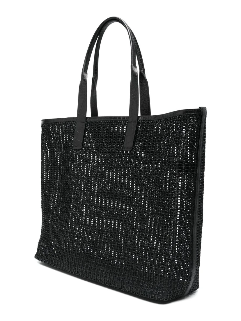 Adamo woven mesh and calfskin shopper tote bag