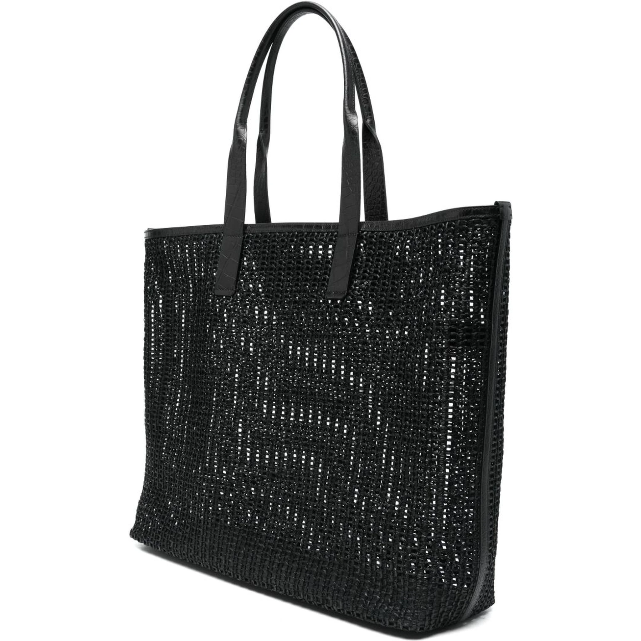 Adamo woven mesh and calfskin shopper tote bag