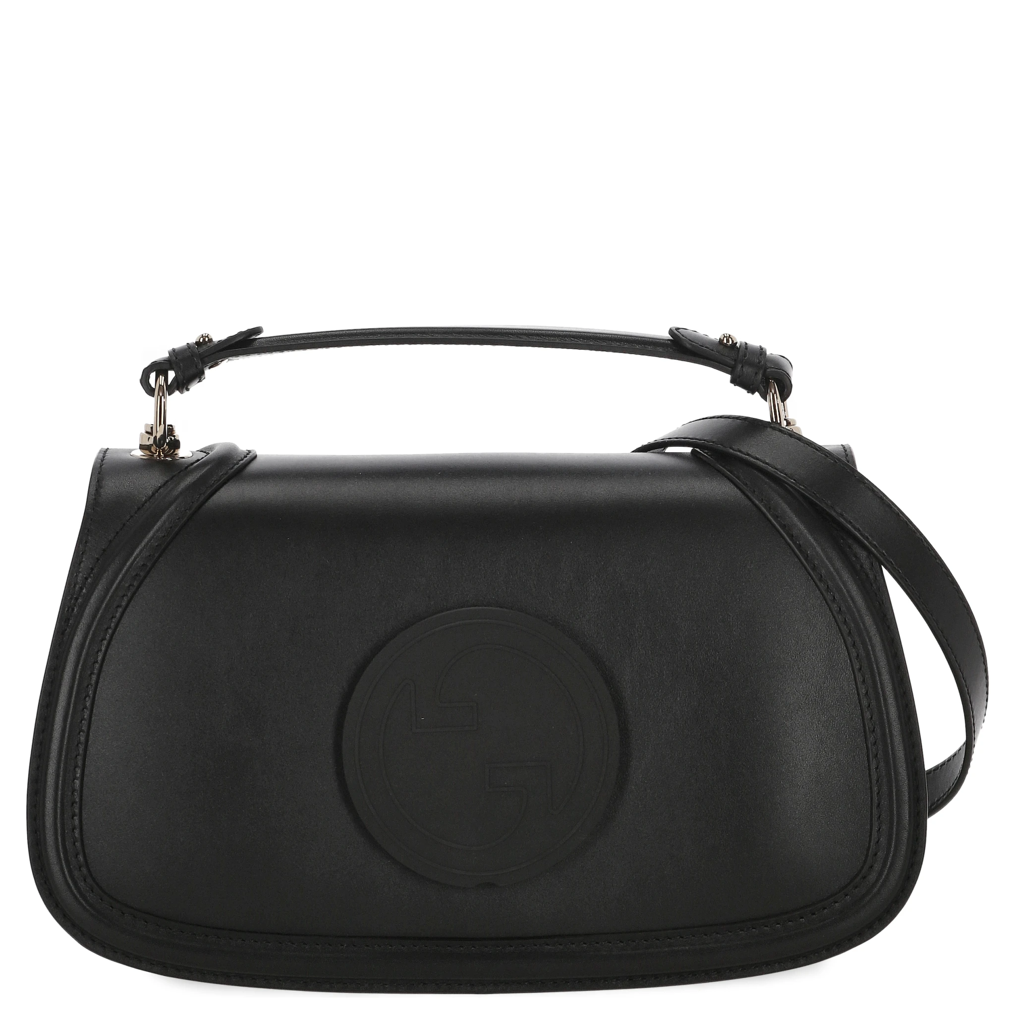 Blondie leather top handle shoulder bag in black.