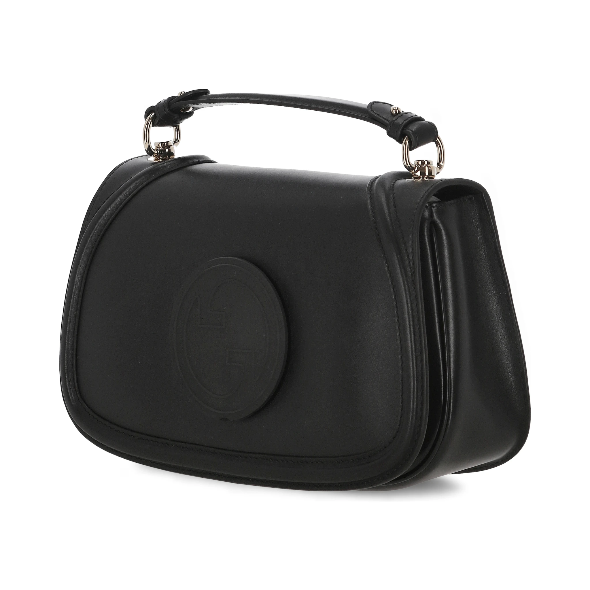 Blondie leather top handle shoulder bag in black.