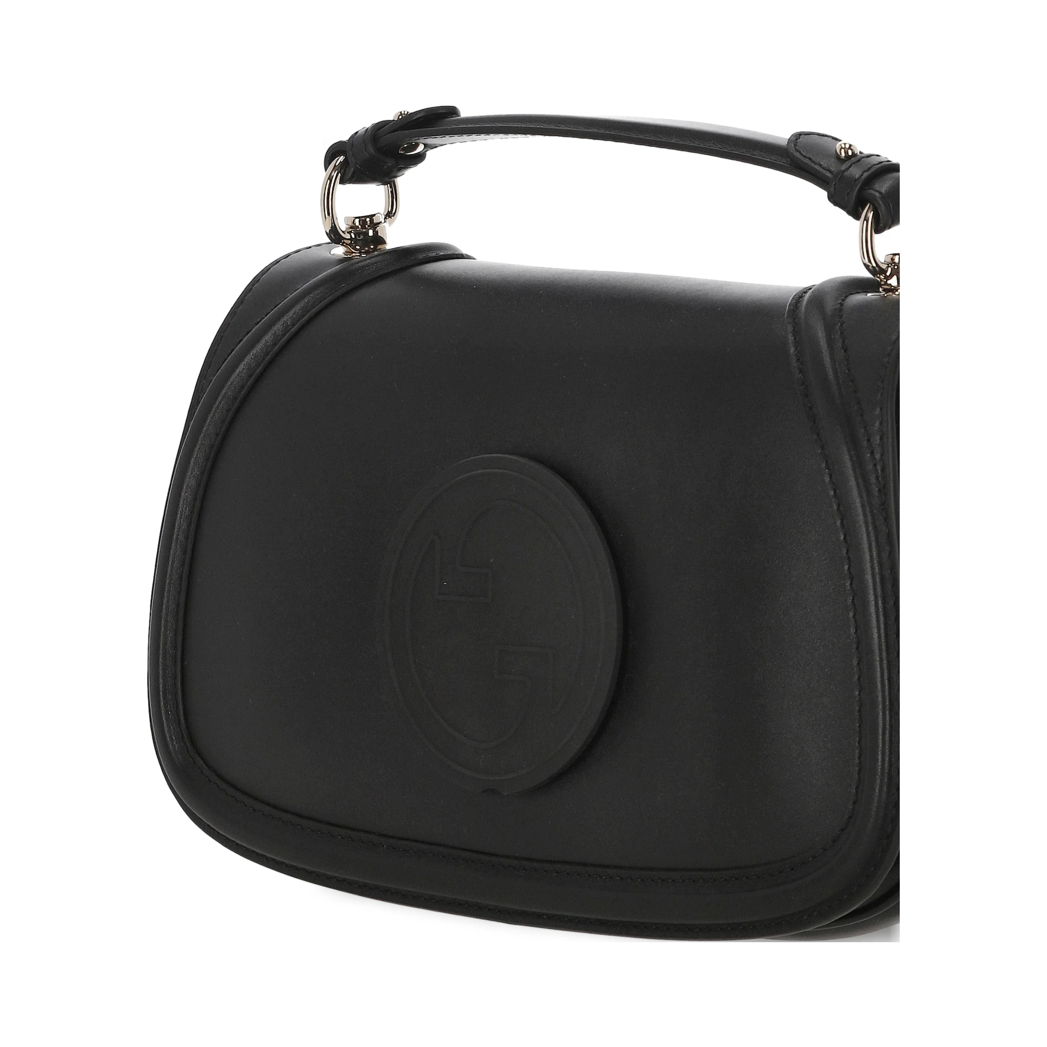 Blondie leather top handle shoulder bag in black.