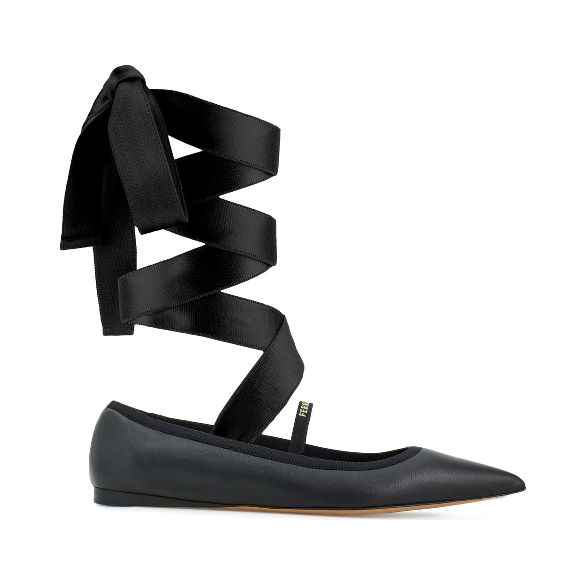 حذاء فيراغامو مسطح أسود