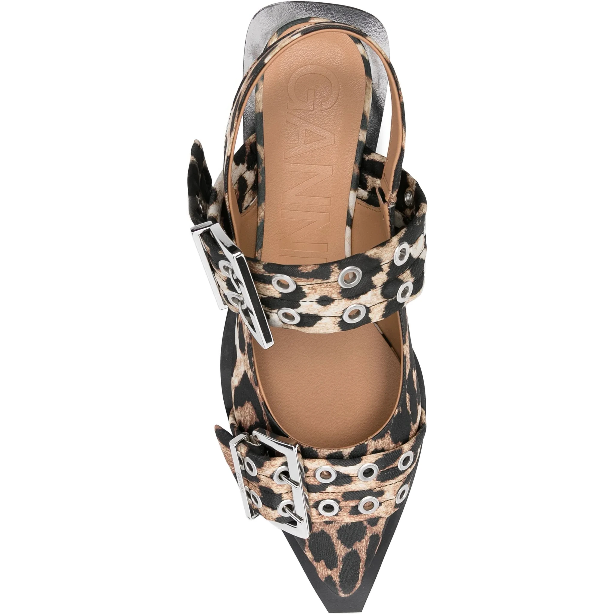 حذاء مسطح من غاني، بني