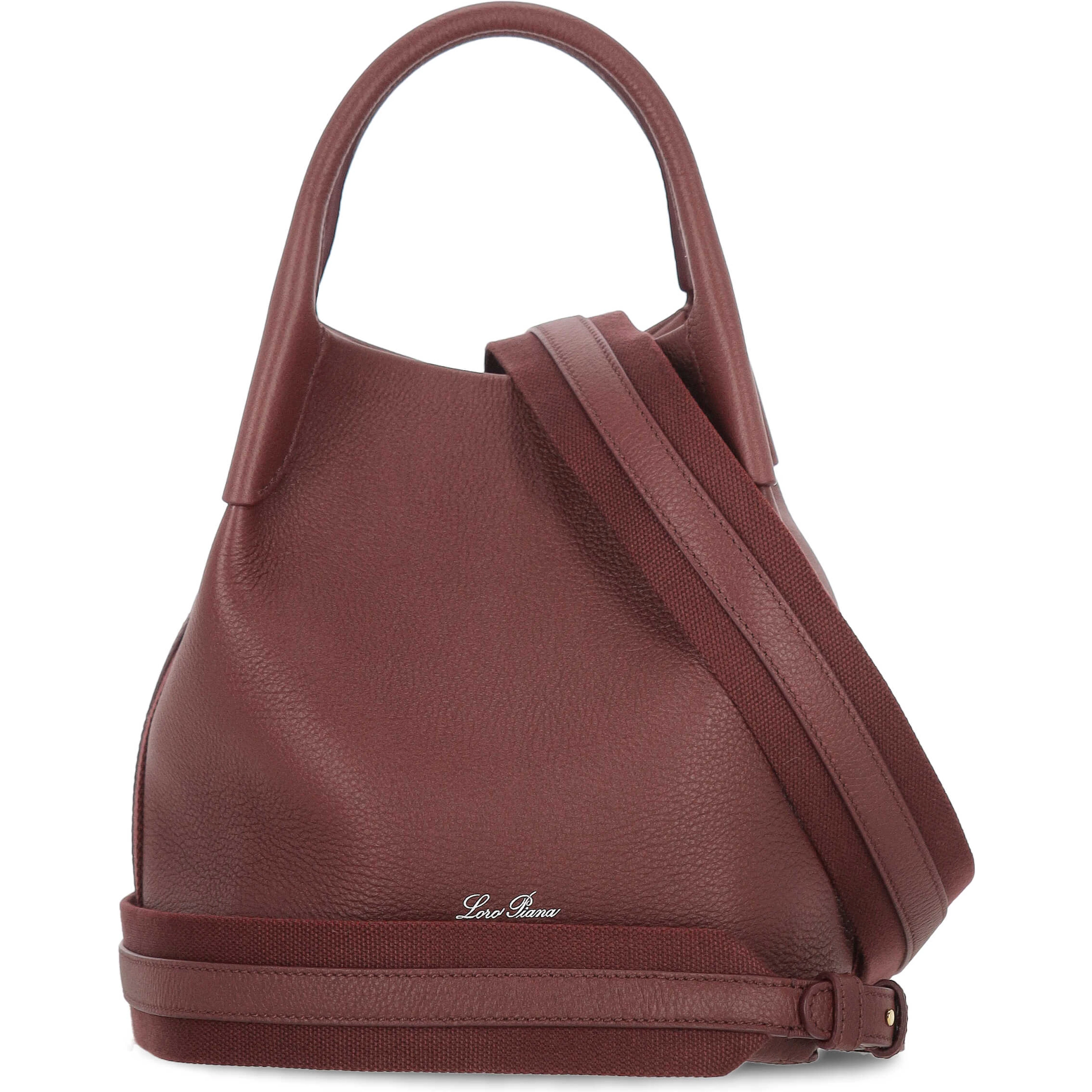 Bale canvas-trimmed textured-leather tote