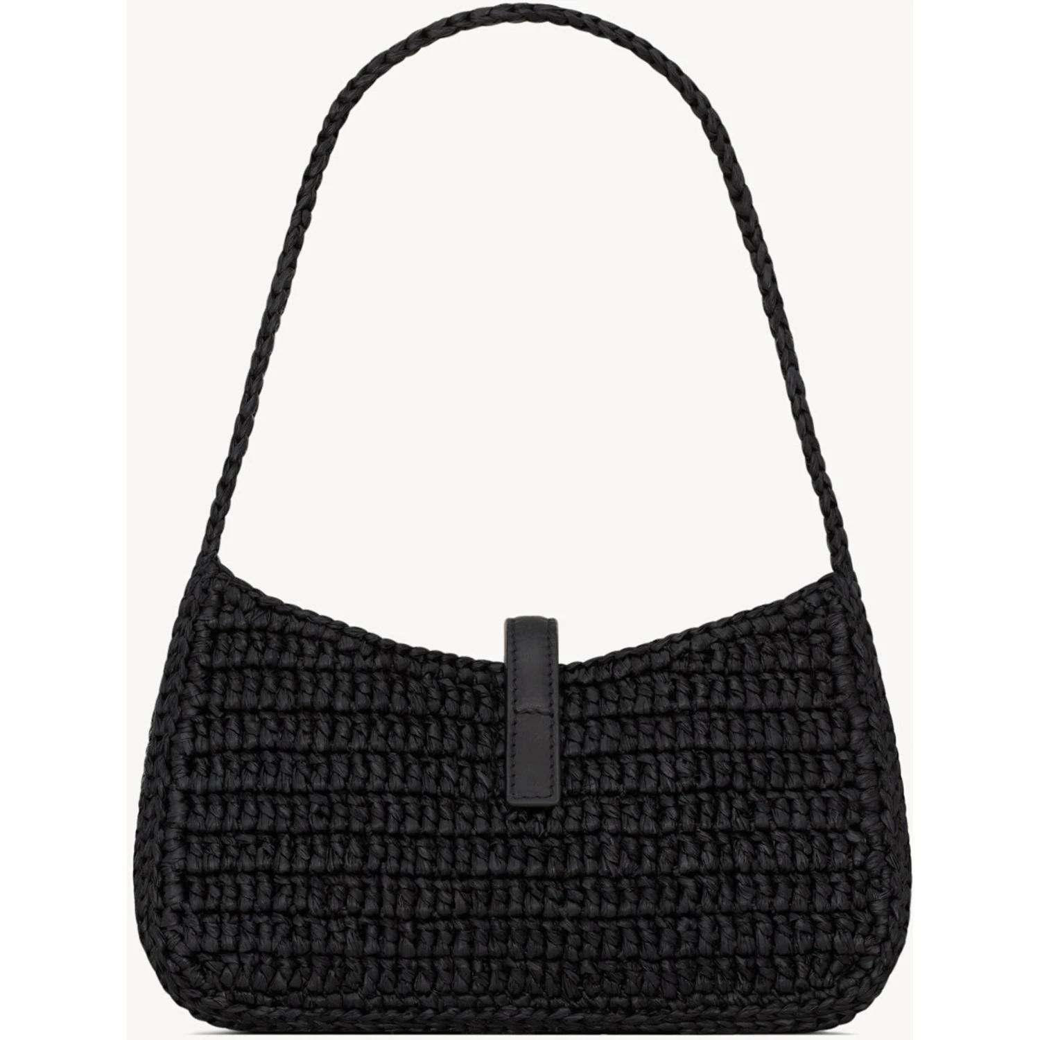Le 5 à 7 shoulder bag in black raffia and leather