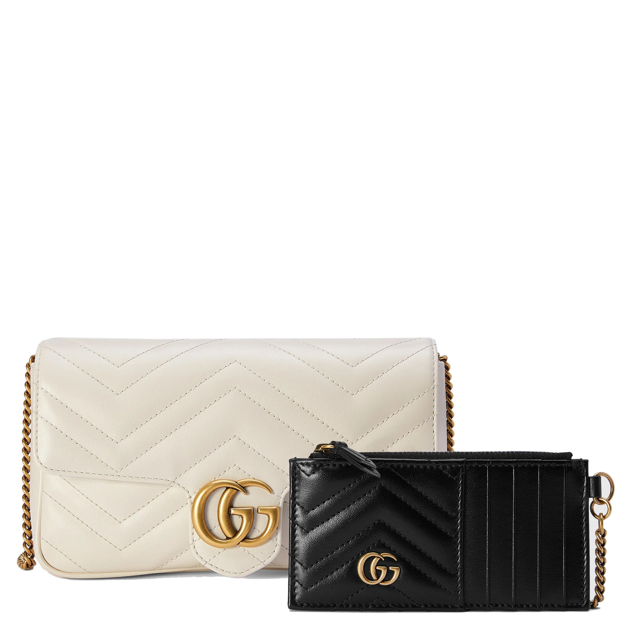 GG Marmont mini bag in white matelassé chevron leather