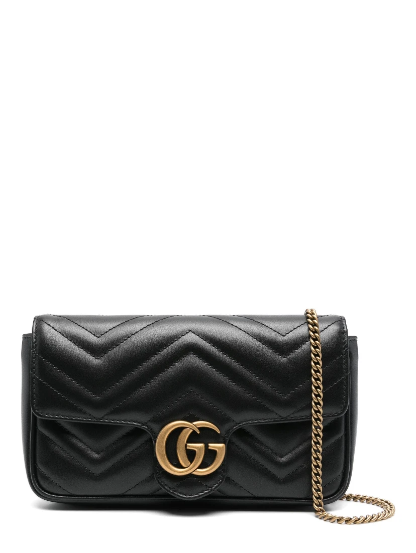 GG Marmont shoulder bag in black matelassé chevron leather