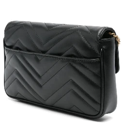 GG Marmont shoulder bag in black matelassé chevron leather