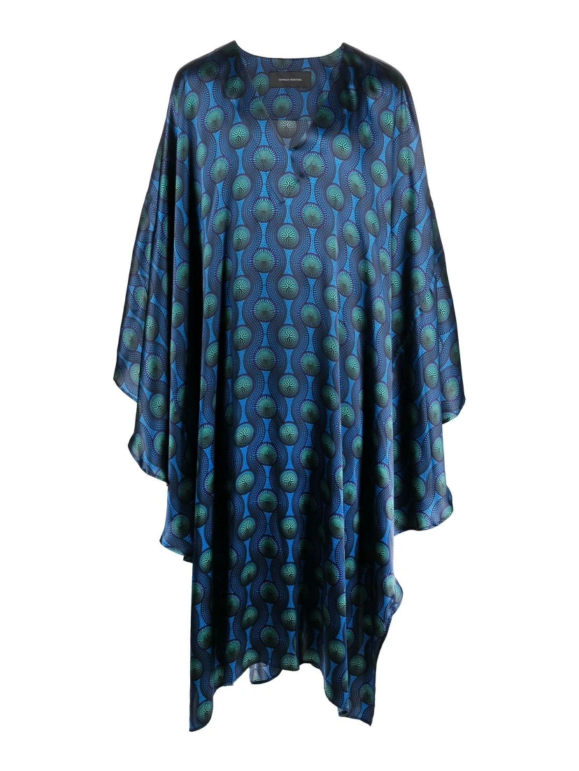 geometric-print silk cape shirt