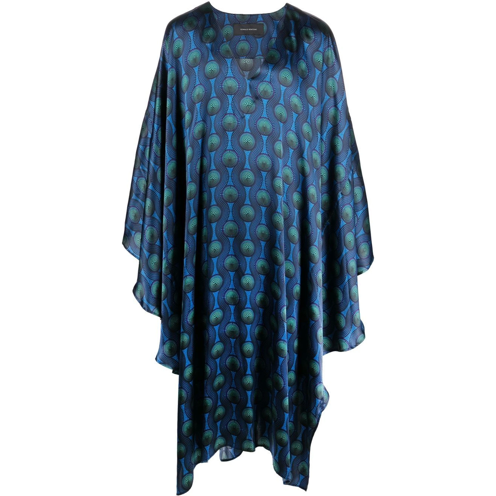 geometric-print silk cape shirt