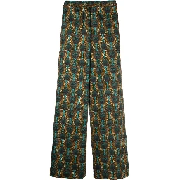 geometric-print silk trousers