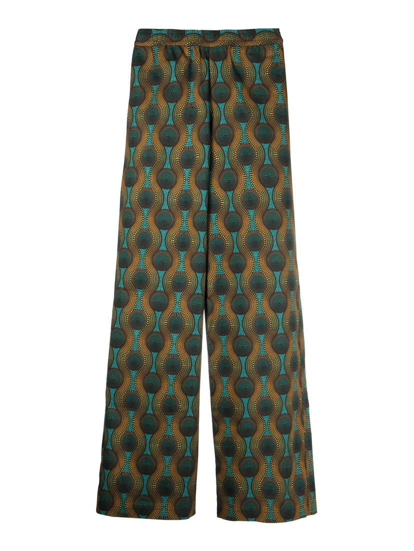 geometric-print silk trousers