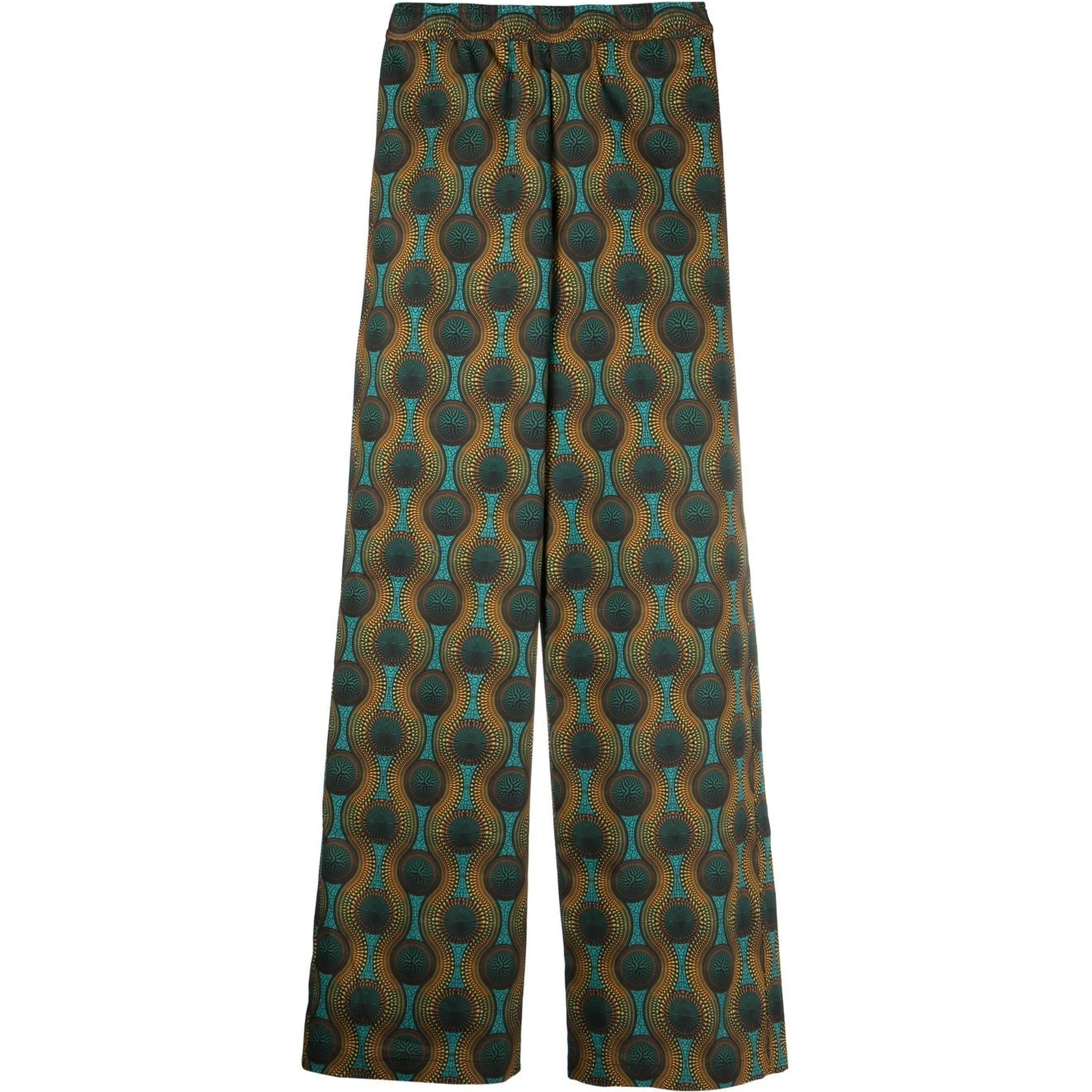 geometric-print silk trousers