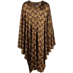 Printed Silk Kaftan In Yellow