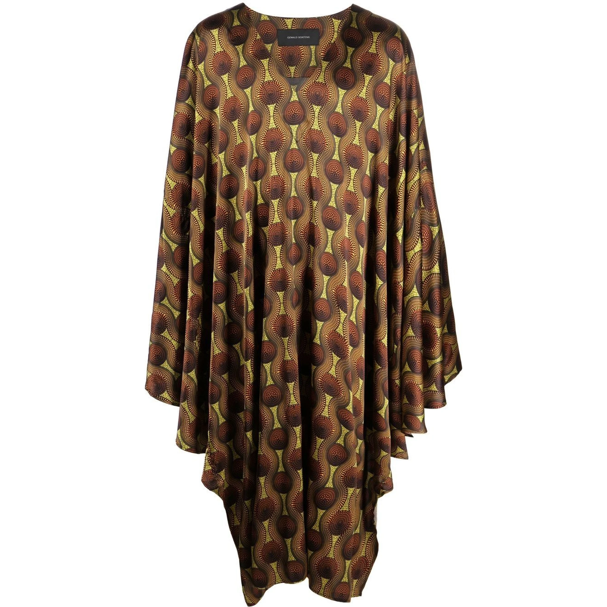 Printed Silk Kaftan In Yellow