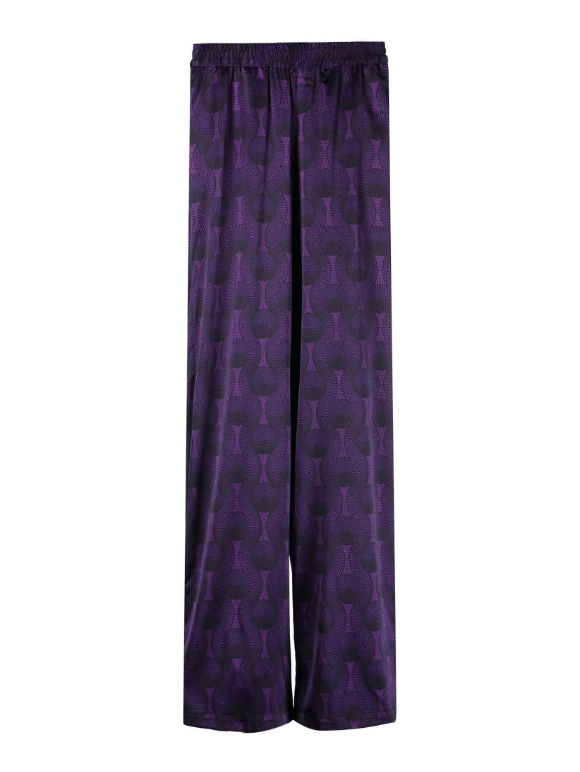 geometric-print silk trousers