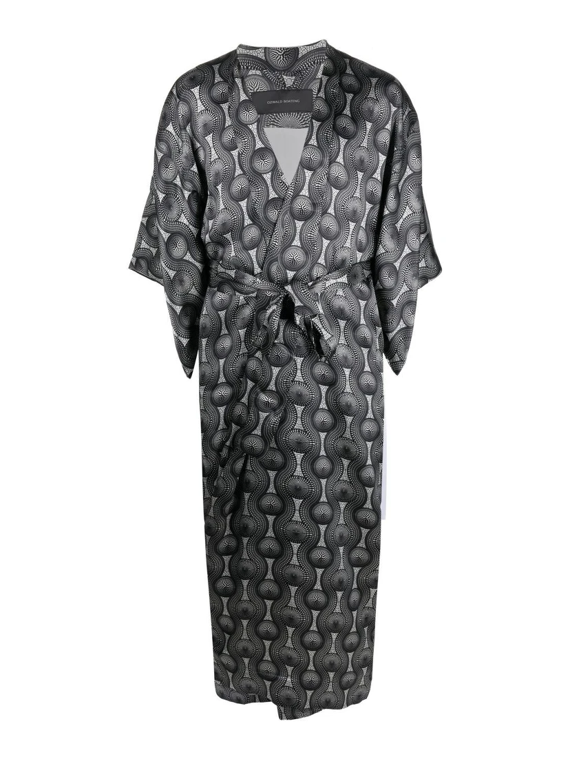 geometric-print tie-waist jacket