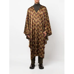Printed Silk Kaftan In Yellow