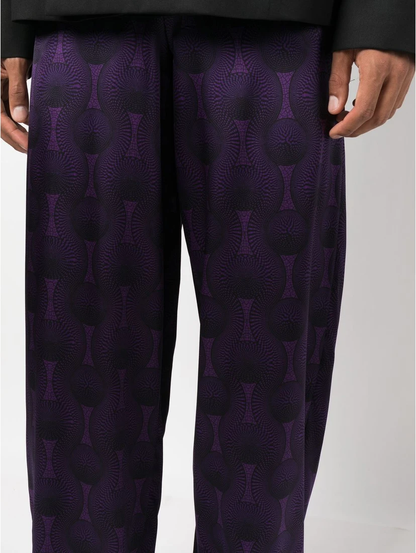 geometric-print silk trousers