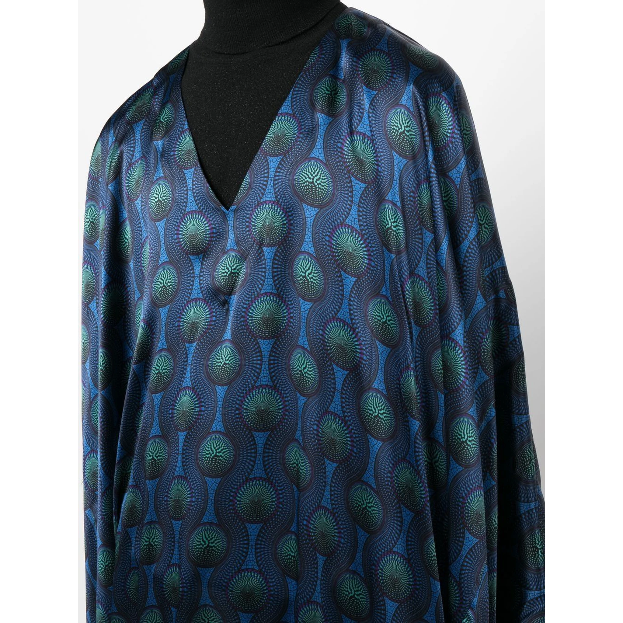geometric-print silk cape shirt
