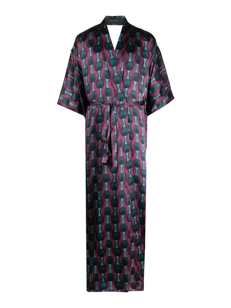 geometric-print tie-waist long jacket