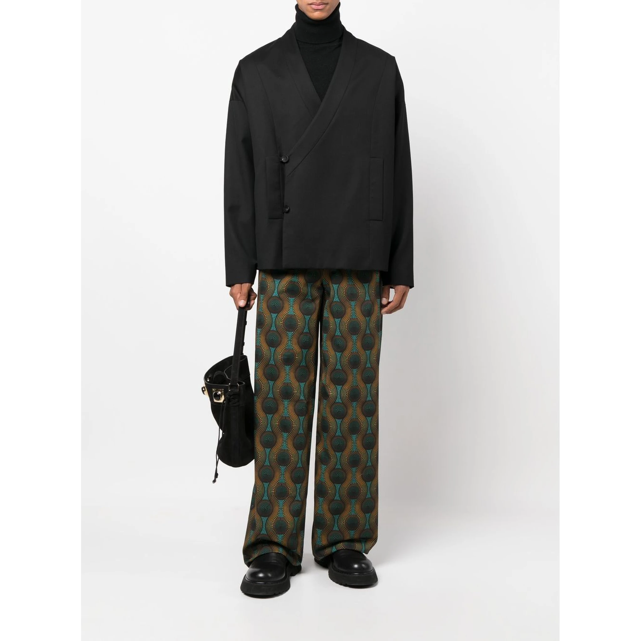geometric-print silk trousers