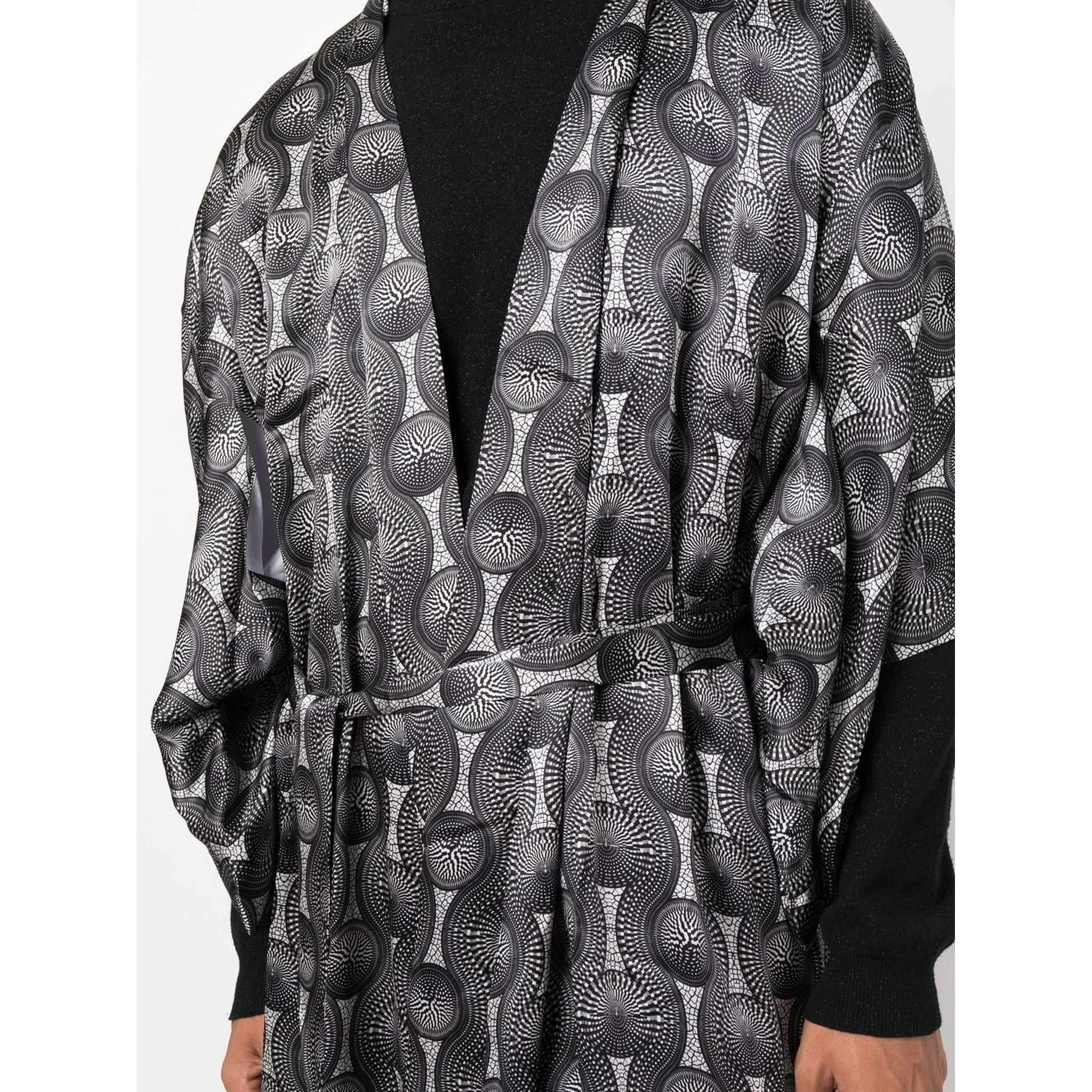 geometric-print tie-waist jacket