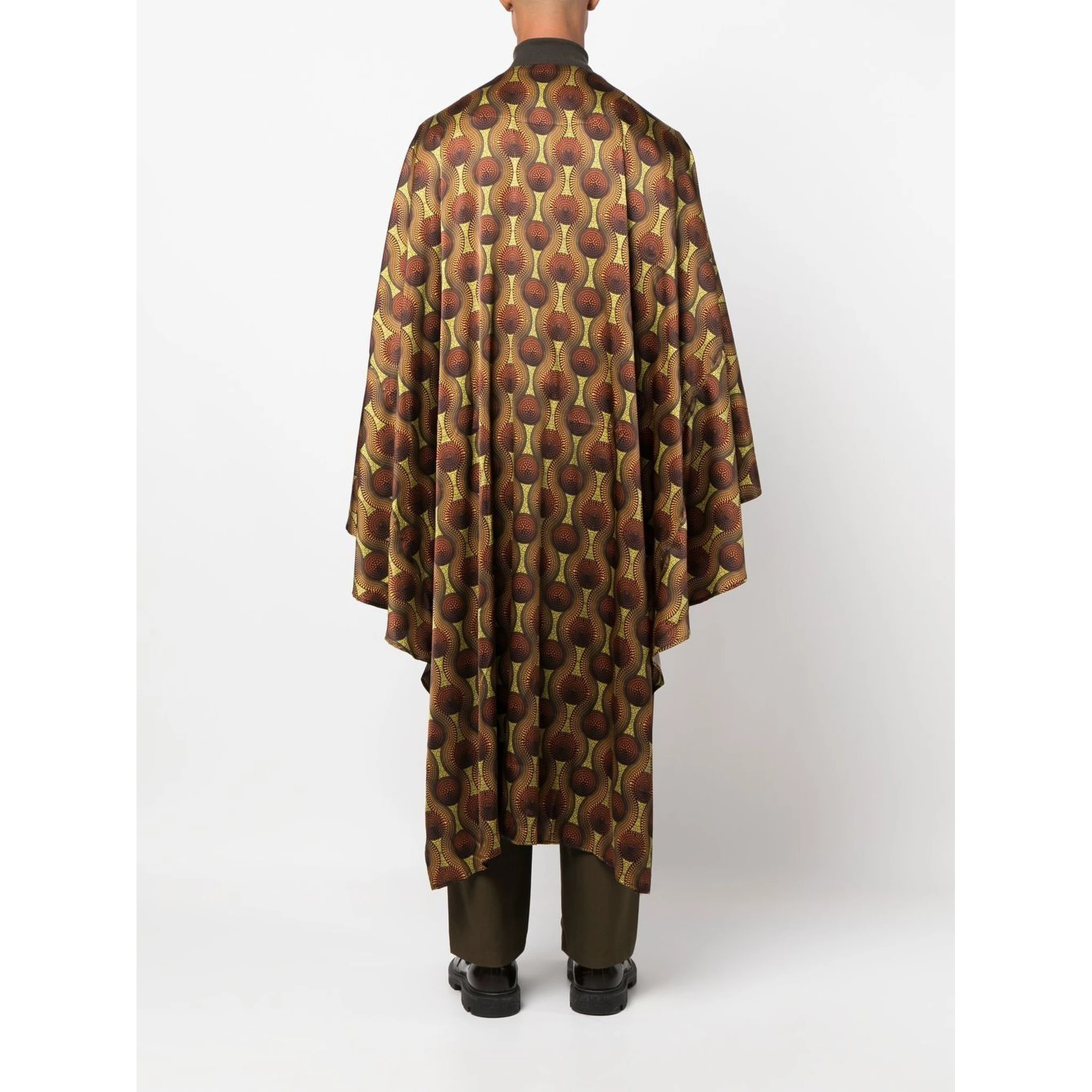 Printed Silk Kaftan In Yellow