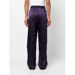 geometric-print silk trousers