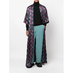 geometric-print tie-waist long jacket