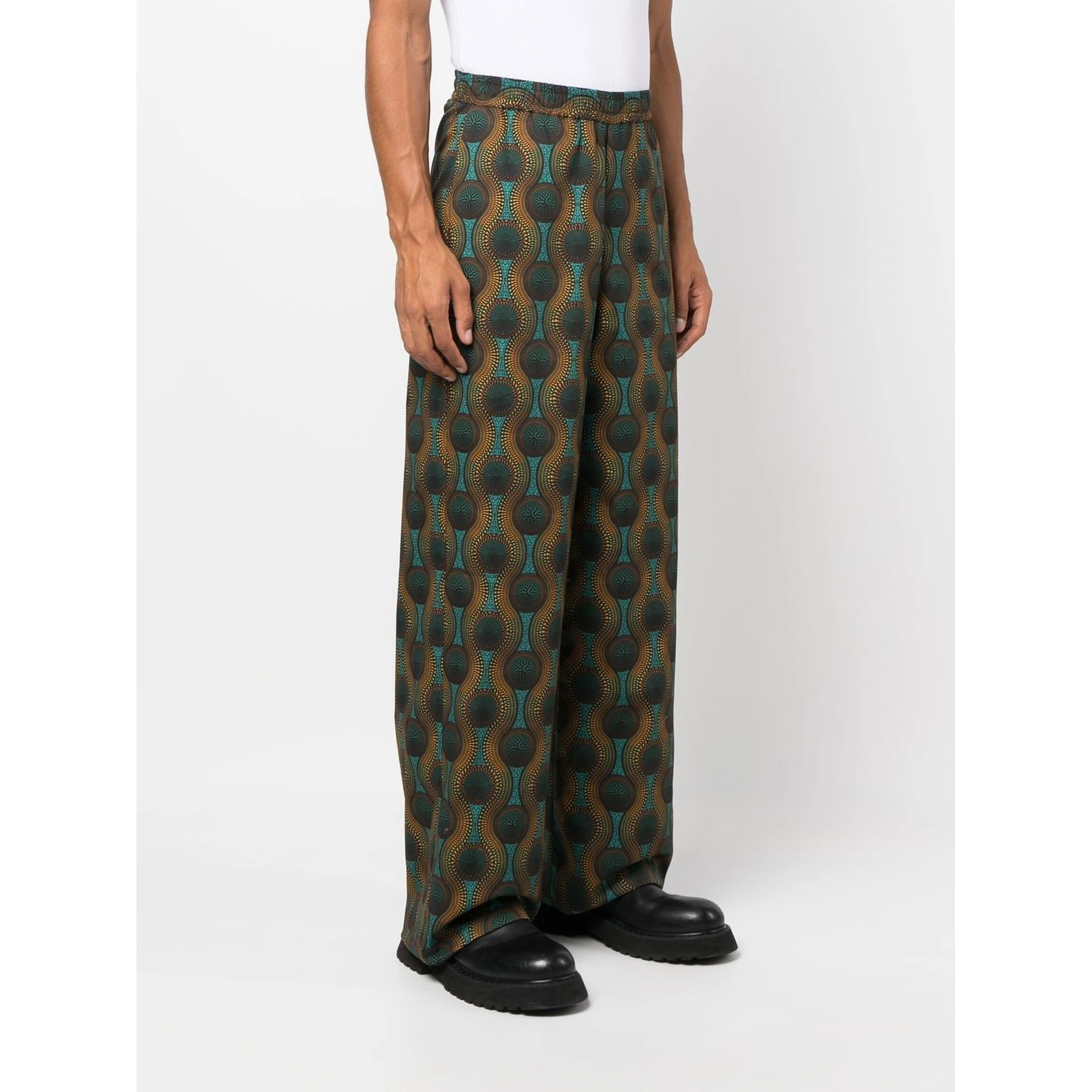 geometric-print silk trousers