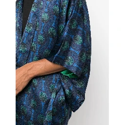 short geometric-print tie-waist jacket