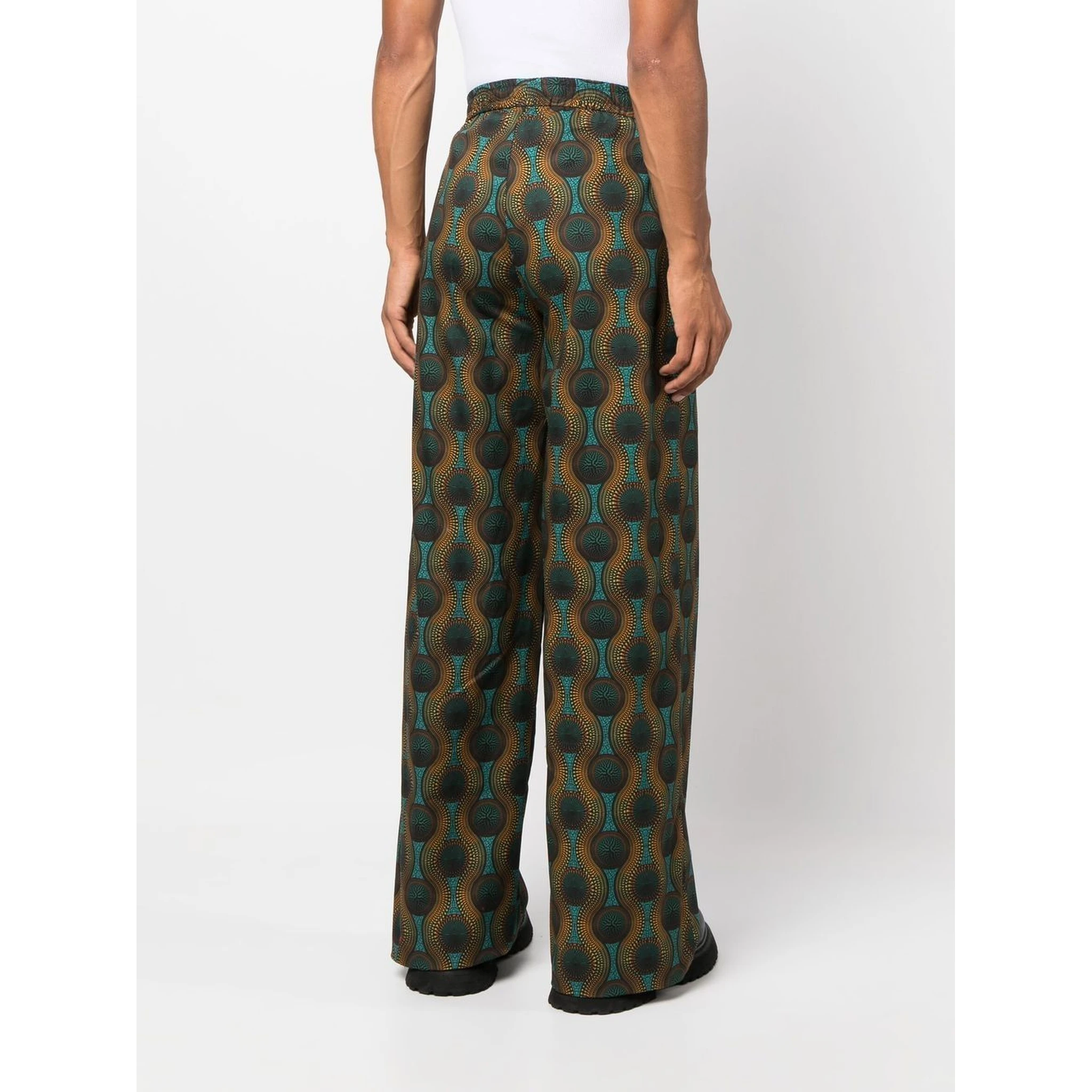 geometric-print silk trousers