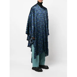 geometric-print silk cape shirt
