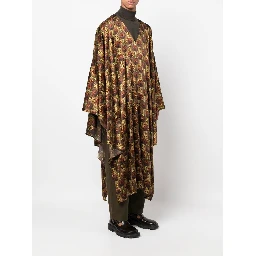Printed Silk Kaftan In Yellow