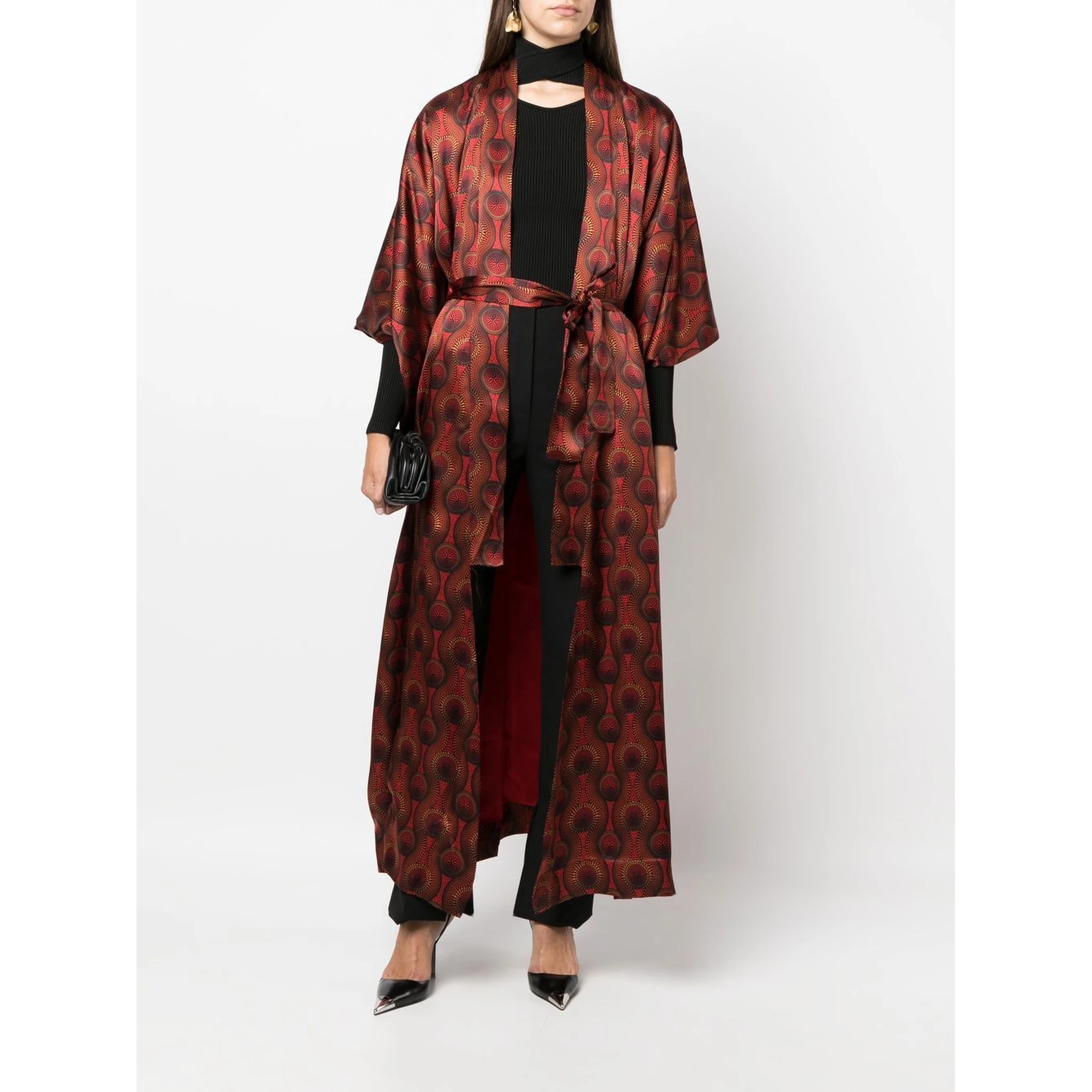 geometric-print tie-waist jacket