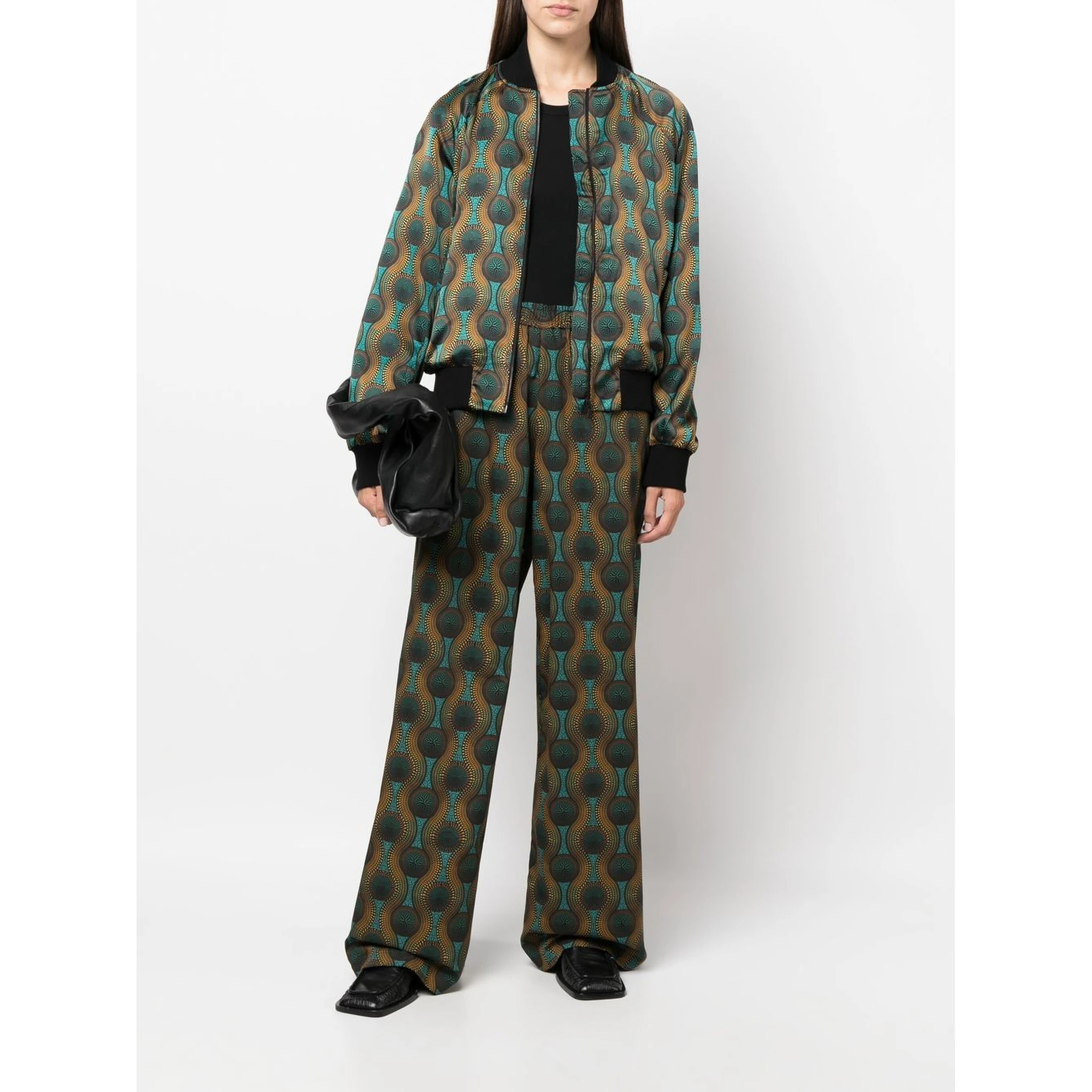 geometric-print silk trousers