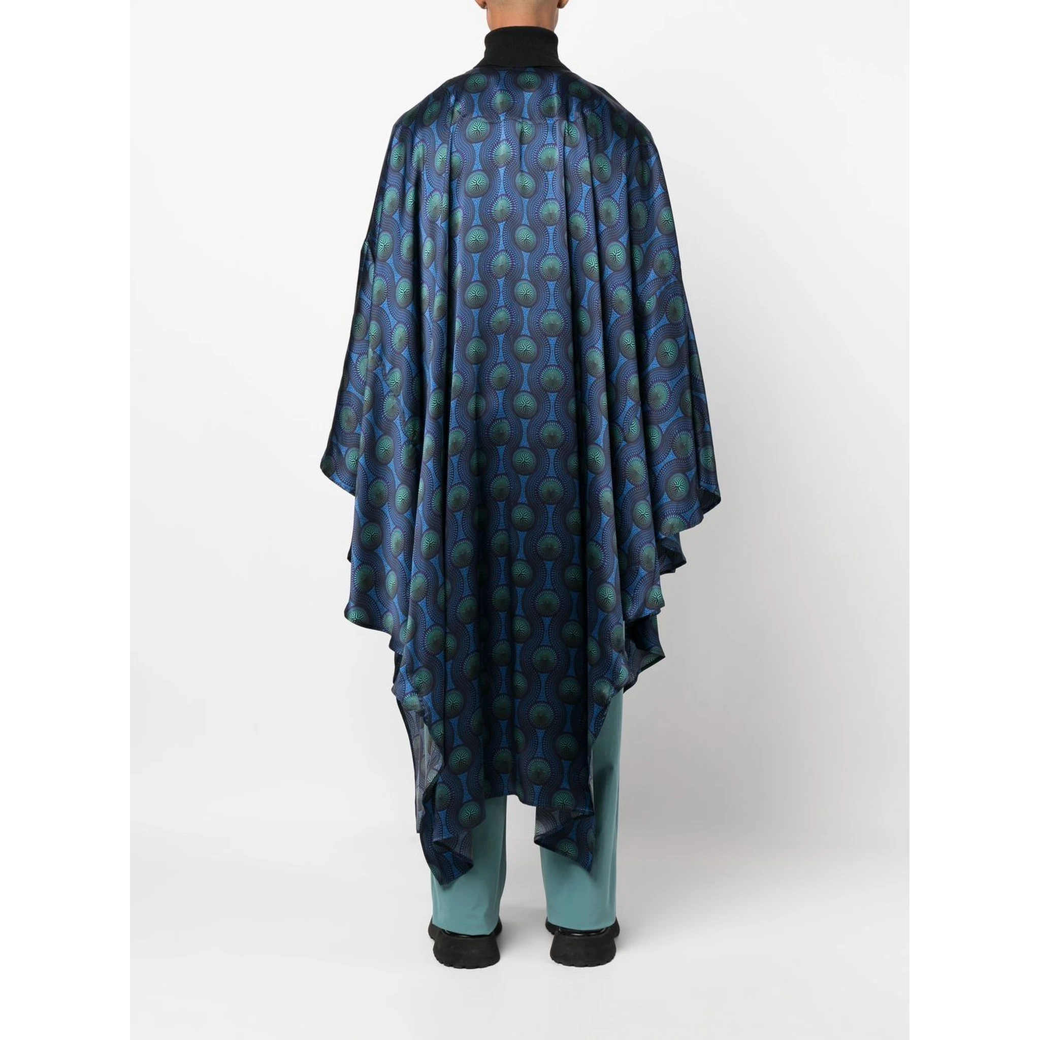geometric-print silk cape shirt