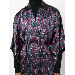 geometric-print tie-waist long jacket