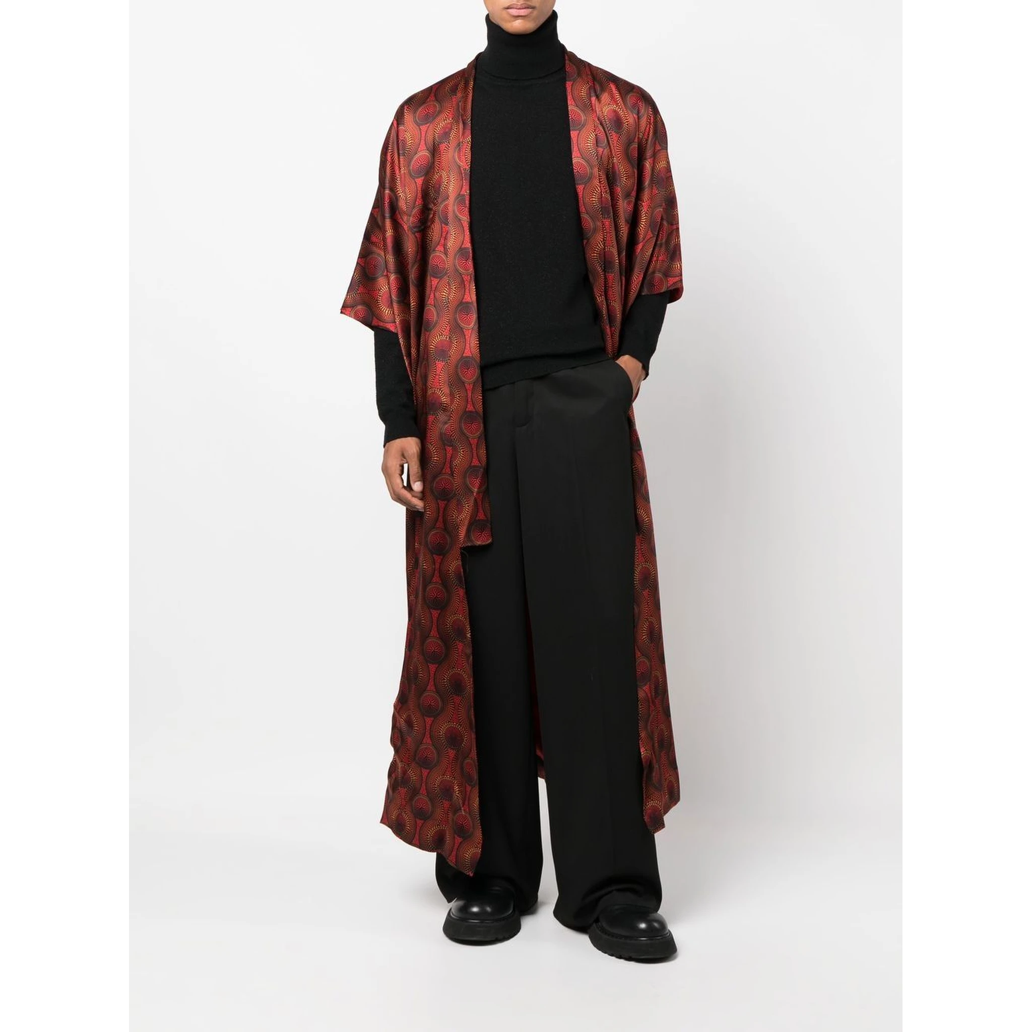 geometric-print tie-waist jacket