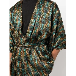 short geometric-print tie-waist jacket