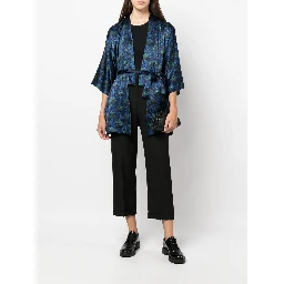 short geometric-print tie-waist jacket