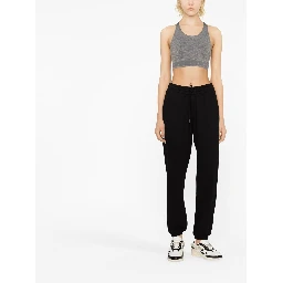 Logo-underband Racerback Crop Top In Grey