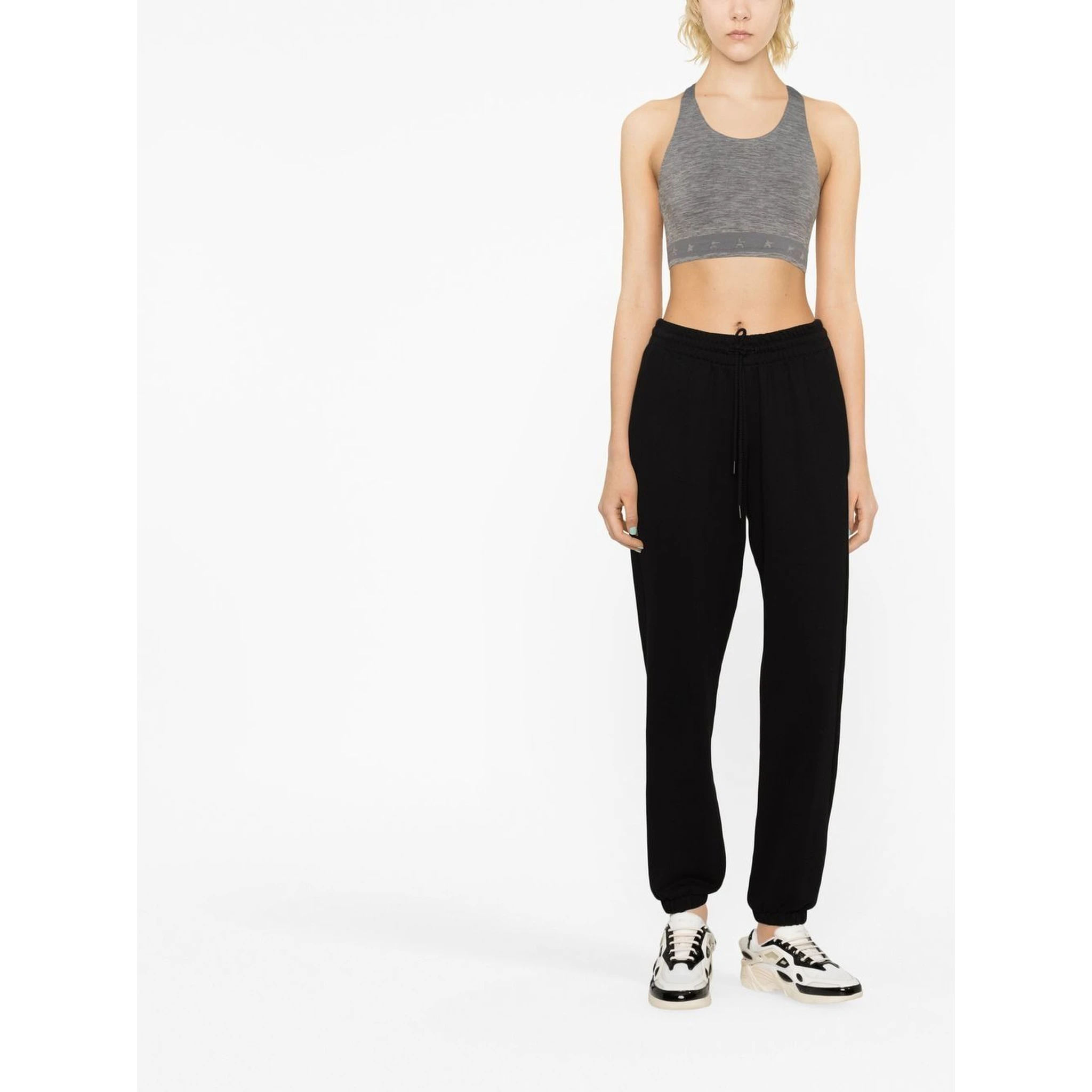 Logo-underband Racerback Crop Top In Grey