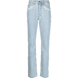 Double Shift ripped-patch straight-leg jeans