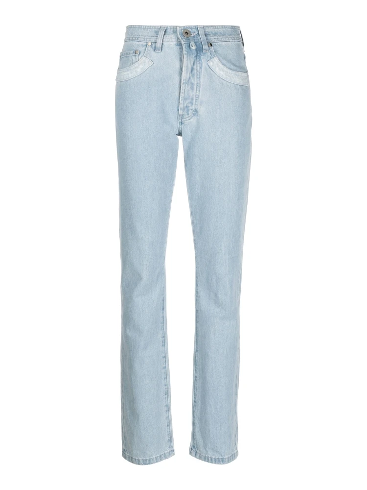 Double Shift ripped-patch straight-leg jeans